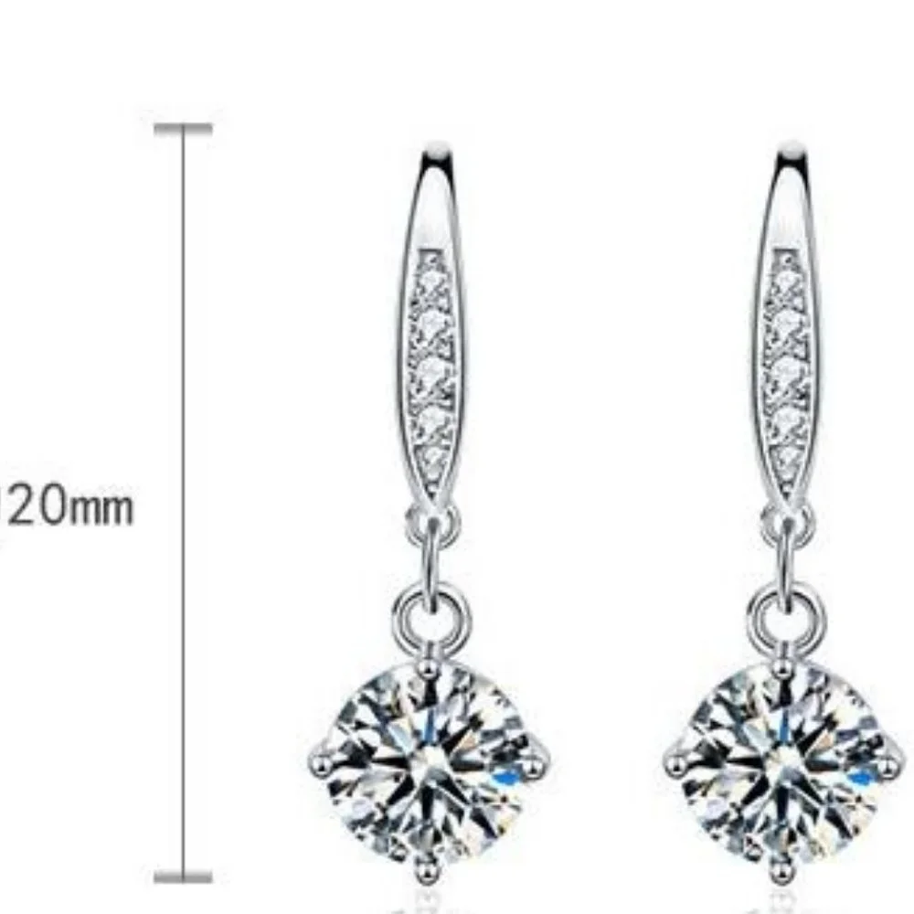 Certified 2ct. t.w. Moissanite Diamond Drop Earrings NEW